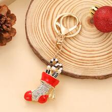 Christmas Series Accessories Keychain, Cute Rhinestone Studded Metal Snowman Keychain, Women's Bag Keyring, Small Gift Wholesale - One Size - View 10