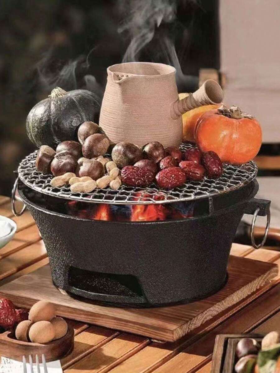 Complete Set Of Cast Iron Charcoal Stove, Barbecue Stove, Charcoal Grill, Home Indoor Barbecue Stove Set, Old-Fashioned Charcoal Heating, Stove Tea Making Utensils - Tea Set Accessories Set - 黑色 - 查看 1