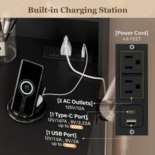 Furniwell 43" Vanity Desk Set With Power Outlet, Makeup Vanity Table With Bulbs Mirror 3 Color & Brightness Adjustable 7 Drawers For Storage,   Makeup Vanity Desk With Outlets, Large Mirror With Light Bulbs Color & Brightness Adjustable,  7 Drawers For Storage With Hairdryer Holder Christmas Gift For Girls Women - 墨黑 - 查看 4