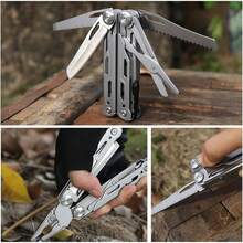FINYQBET Pinzas Multiherramientas 16 en 1, Alicates de Punta con Cortaalambres Reemplazables, Navaja de Bolsillo, Abrelatas y Destornillador para Camping, Supervivencia y Reparaciones - 1 - Ver 8
