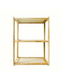 1pc Desktop Solid Wood Bookshelf, Office Storage Shelf, Solid Wood Simple Bookcase Wooden Storage Shelf, Suitable For Home Desk Storage