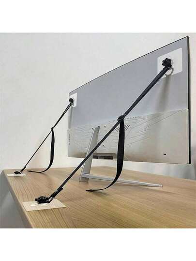 2 piezas Correas de ajustables para TV, anclajes antivuelco adhesivos sin perforación, para la protección de la infantil, asegurar la TV de pantalla plana a la pared