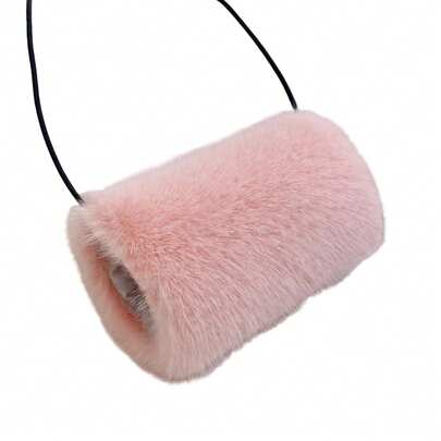 Faux Fur Hand Warmer Muff Portable Warm Plush Hand Cushion With Strap For Winter Outdoor Activity