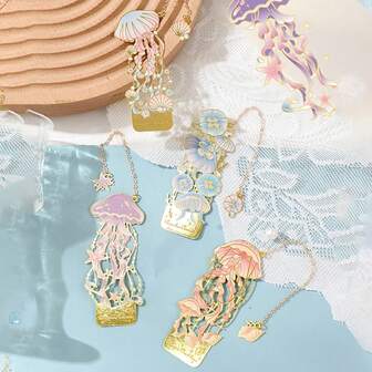 复古镂空水母金属书签，创意纪念礼物