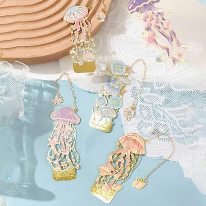 Vintage ihålig maneter metallbokmärke, kreativ minnesgåva