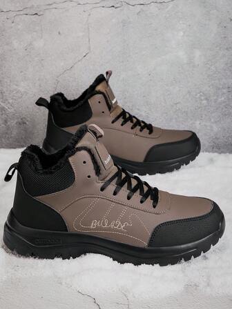 Winter Snow Boots For Men Water Resistant Warm Fur Lined Anti Slip Work Ankle Shoes Casual Lightweight Hiking Outdoor Trekking Boot