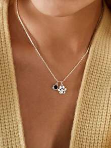 Personalized Pet Memorial Photo Projection Necklace, Paw Print & Name Projection Heart Necklace, Pet Photo Jewelry, Cat Dog Photo Necklace, Christmas & Halloween Memorial Surprise Jewelry Gift For Loved Ones - Multicolor - View 3