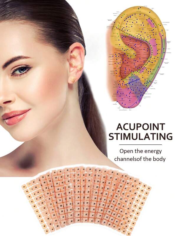 600 adesivos de acupressão auricular, adesivos de estimulação de pontos de acupuntura para cuidados com os ouvidos