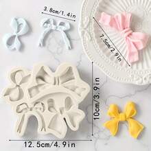 1pc New Silicone Mold Set - Bow Knot Combination, Suitable For Fondant Cake, Chocolate, Resin Crafts, Baking Tools, Cake Decorations, Valentine's Day Decor, Bow Knot Mold For DIY Resin, Wax, Glue - Light Grey - View 5