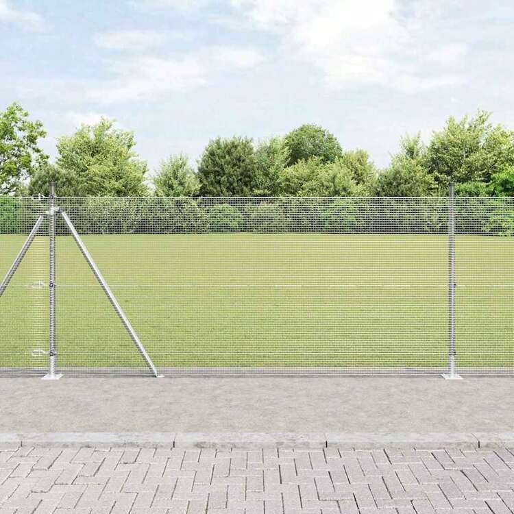 1 X 50 M Stahl Zaun Mit Pfosten, Silber - Bạc - Xem 1