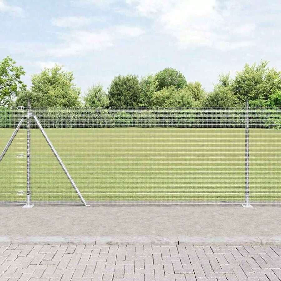 vidaXL Recinzione con pali in acciaio argento 1 x 50 m - Argento - Visualizzare 1