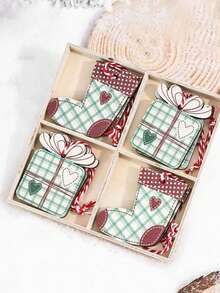 8pcs/Box Wooden Christmas Decorations, Including Elk, Bell, Snowflake, Diy Tree Hanging Ornaments, Festival Gift-Christmas Tree Decoration Pendants, Holiday Ornaments,Christmas Decorations