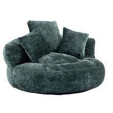 Chenille Lazy Sofa, Single Seat Bean Bag Sofa Chair, High-Back Durable Soft Comfort Recliner, Casual Living Room Sofa Chair, Includes 3 Pillows, Indoor/Outdoor Use, No Assembly Required, Suitable For Living Room, Bedroom, Dormitory And Apartment (Emerald) - Màu xanh lá cây đậm - Xem 8