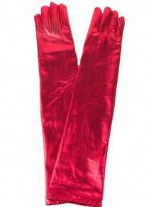 Sexy Shiny Leather Elbow-Length Gloves, Stretchy Tight Fit, Suitable For Christmas Party, Cosplay, Halloween Dance, Versatile