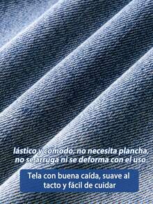Jeans casuales de pierna recta y ajuste holgado para mujer con bolsillos, jeans rectos de moda, pantalones vaqueros holgados de mezclilla lavada, estilo vintage y casual, pierna ancha y talle alto para uso diario, cómodos, elásticos y aptos para todas las estaciones - Azul - Ver 7
