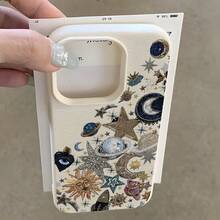 Funda de teléfono linda 1pc Estrella y Luna Universo Collage Diseño de patrón impreso UV Funda de teléfono con textura de cuero, adecuada para iPhone 17, 16, 15, 14, 13, 12, 11 Pro Max Plus, funda protectora de TPU suave, una cubierta protectora elegante y moderna, funda de teléfono con patrón creativo para tu teléfono que también merece un pequeño regalo. - 1 pieza - Ver 5