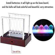 TendenciaDuokon Bolas de Equilibrio de Cuna de Newton con luz LED Colorida, Oficina en casa, Ciencia, Escritorio, decoración, Trabajo artístico, RegalosCalidad premium - 1 - Ver 8
