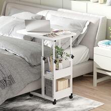 Mesas De Reunión Mesas Cuidadaos Altura Ajustable Con Ruedas Mesa Para Laptop Con Ruedas Y De Altura Ajustable 60cm Mesa De Centro Mesas Cuidadaos Altura Ajustable Con Ruedas Mesas Para Jardín Mesa Lateral Altura Ajustable Con Ruedas - Blanco - Ver 3