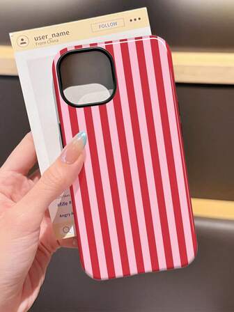 1 st minimalistiskt randigt mönster glansigt 2-i-1 filmremsfodral för telefon, lämplig för Samsung/11/12/13/14/15/16/17 Pro Max