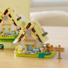 Juguete modelo de bloques de construcción de partículas micro en forma de casa de molino de viento, decoración de escritorio de dibujos animados lindos DIY, regalo de decoración del hogar - Multicolor - Ver 11