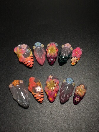 Cada set consta de 10 piezas de placas de uñas acrílicas hechas a mano con estilo almendra Y2K, diseñadas al estilo francés con rhinestones, rayas, puntos y decoraciones de pétalos, disponibles en múltiples tonos y colores nude. 3 tamaños para ajustar, adecuado para fiestas, bailes y uso diario, viene con un kit de uñas, lo que lo convierte en un regalo ideal de uñas postizas para damas y niñas.