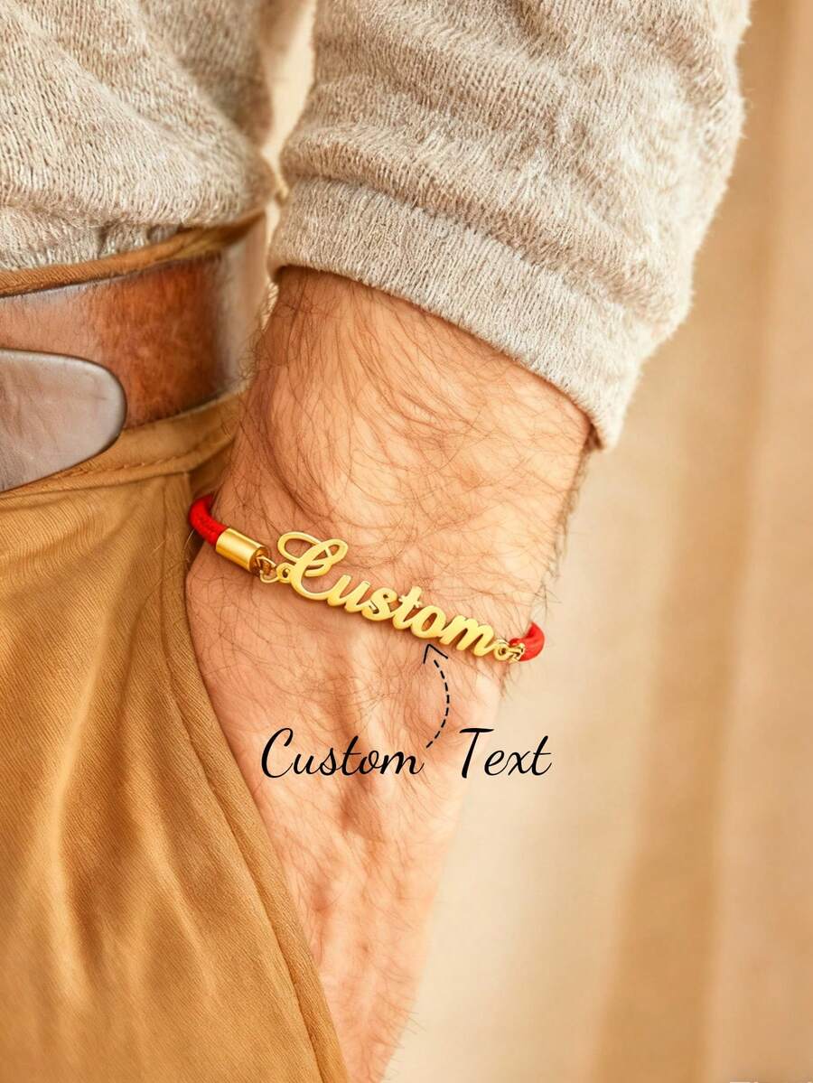 Personalized Custom New Rope Name Bracelet For Men And Women, Hand-Woven Stainless Steel Nameplate Bracelet For Couples, Valentine's Day, Halloween, Christmas, Wedding Anniversary, Family, Lover, Boyfriend Commemorative Fashion Jewelry Accessories
