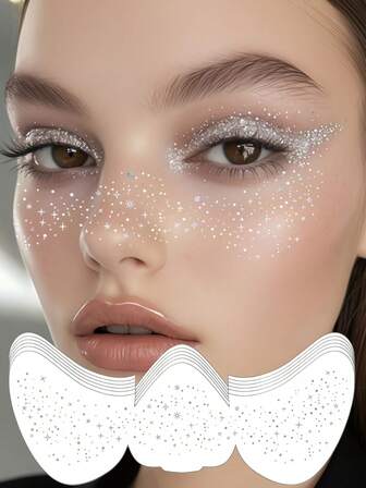 6 Sheets Glitter Freckles Flash Tattoos Sliver Freckles Temporary Face Tattoos With Sparkle Star Sunlight Tattoos Makeup For Festival Concerts Holiday Party Rave Accessories