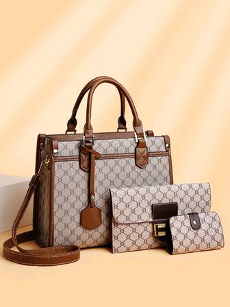 Set da 3 pezzi di borse a tracolla floreali di grande capacità con design di sciarpa casuale