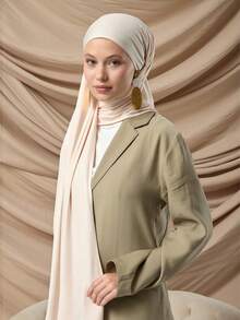 قطعة واحدة وشاح كلاسيكي بسيط للنساء بلون أحادي أنيق وكاجوال ذو حافة، مصنوع من قماش جيرسيه فسكوز عالي الجودة، وشاح طويل على شكل عمامة، مناسب للحياة اليومية والخروجات والتجمعات