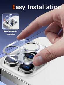 1 pieza Película protectora de lente de vidrio transparente, compatible con iPhone 17 Pro Max/17 Pro/17Air/17/16e/16 Pro Max/16 Pro/16 Plus/16/15 Pro Max/15 Pro/15 Plus/15/14/13/12/11, fotografía de alta definición, resistente al agua/aceite/arañazos/impactos, aplicable a protección diaria, oficina, hogar, cubierta de cámara de teléfono a prueba de agua, a prueba de golpes, resistente a caídas y arañazos - transparente - Ver 3