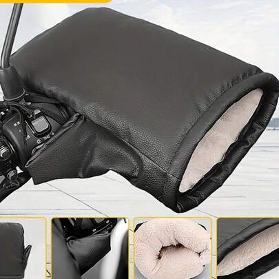 2pcs Motorcycle/Electric Bike Warm Gloves, Comfort, Waterproof, Windproof, Universal Transparent Rain Cover