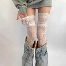 Lace Stockings. Delicate Pattern, Delicate Lace Sexy - 灰色 - 查看 6