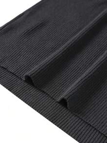 Classic Solid Color High Collar Knit Sweater For Men, Loose Casual Style, Winter - Black - View 4