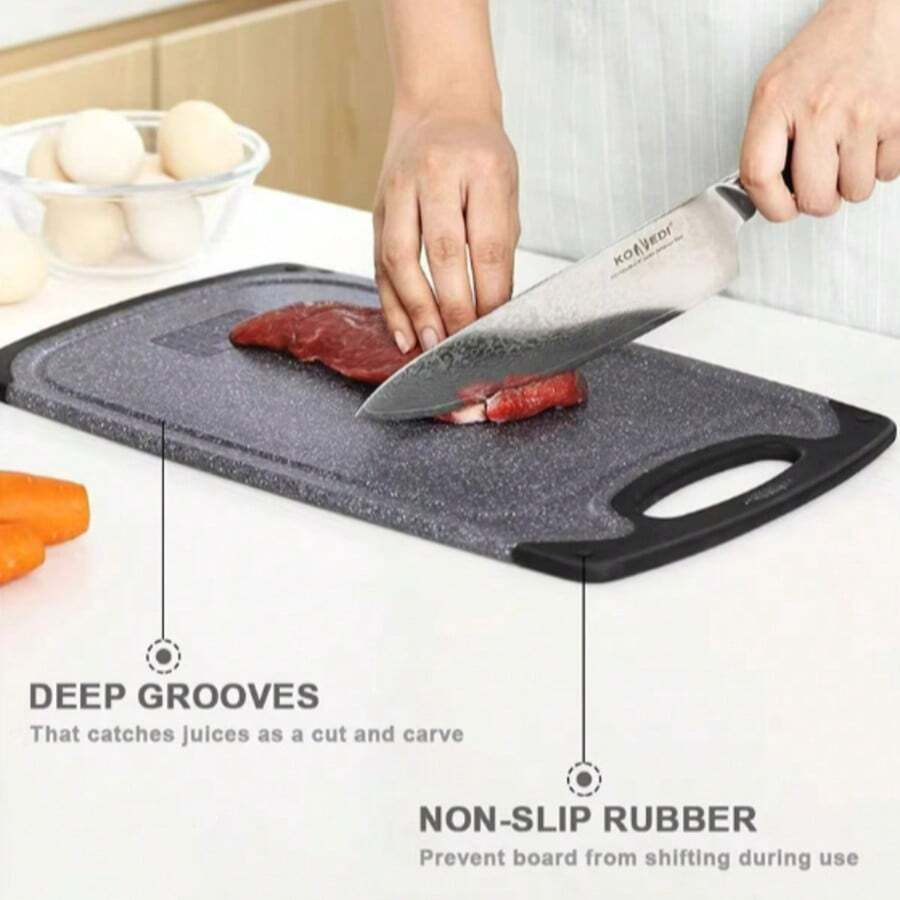1/3pcs Marble Cutting Board, Kitchen Food Chopping Board, Raw & Cooked Food Separation Board, Household Fruit Cutting Board, Children Food Board. Suitable For Home Use, Outdoor Activities, Camping, Picnics And Travels. - Black - View 1