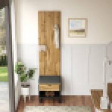 Wardrobe Set With Shoe Rack And Cushion, Hanging Accessories On The Front And Drawers