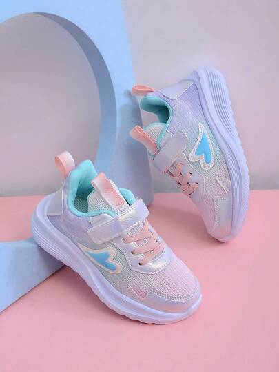 1 Pair Fashionable, Comfortable And Lightweight Spring Children's Sports Shoes, Random Color Side Stripes, Summer Mesh Hollow Big Kids Running Shoes, Students Daily Wear Anti-Slip Durable EVA Outsole, Molded Insole Design, Soft Glossy Bottom, Suitable For Daily Wear And Running