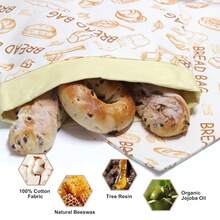 2PCS Beeswax Bread Bags, Reusable Linen Bread Bag For Homemade Bread