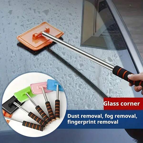 4 Packs Car Glass Brushes & Replacement Cloths With Telescopic Handle, Portable Car Cleaning Tools For Efficient Window & Glass Cleaning, Car Cleaning Accessories, Multiple Colors Available