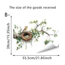 1/2pcs Bird's Nest And Branches Wall Sticker, Removable Self-Adhesive Spring Green Leaves Birds Vinyl Sticker For Living Room Bedroom Kitchen Playroom Nursery - Multicolor - View 13