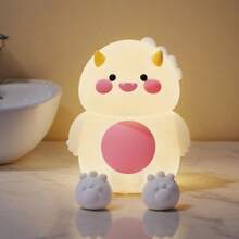 1 Stück Dinosaurier Nachtlicht, Silikon Nachttischlampe, Schreibtischlampe, Handyhalter, Raumdekoration aus Silikon Material, mit eingebautem 1200mAh wiederaufladbarem Lithium-Akku, geeignet für Wohnzimmer, Schlafzimmer, Schreibtische, Geschenk