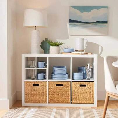 6-Cube Storage Organizer, Modular Cube Shelf With Textured White Finish