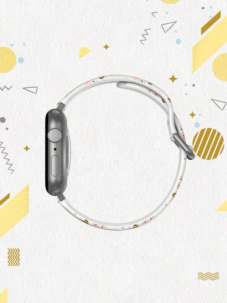 1 pieza Correa de reloj compatible con 38/40/41/42/44/45/49mm Ultra/SE/9/10/8/7/6/5/4/3/2/1 con diseño minimalista de abeja y floral de TPU - Multicolor - Añade 4