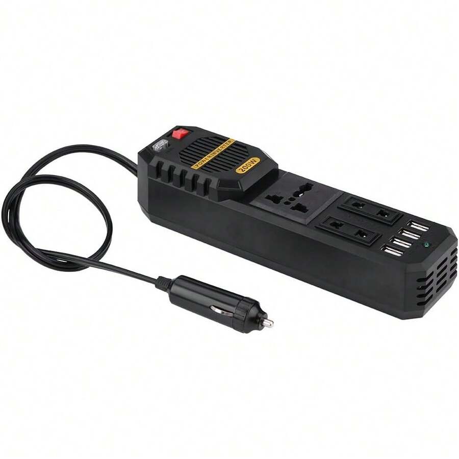 Inversor de Potencia de 200, inversor de Potencia de Coche de 12 V a 220 V CA con Encendedor de Cigarrillos 4 Puertos USB - 1 - Ver 1