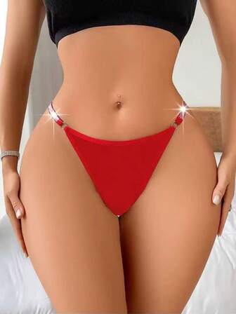 Tanga de satén sexy para mujer con un solo tirante - Transpirable, con estampado de corazones, cómodo y muy elástico, de unicolor. Es una pieza de lencería y ropa interior sexy y juguetona.
