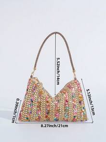 New Dressy Rhinestone Decorated Handbag Clutch, Party/Event Tote, Zipper Closure, European&American Style, Formal Dress Evening Bag, Fashion Accessory, Glamorous Rhinestone Bag, Perfectly Matching With Prom Accessories, Perfectly Matching With Bridal Party, Best Choice Elegant Bag For Bridal Shower