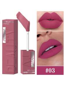 裸棕色哑光液体唇膏，丝绒性感深红色唇彩，不粘腻，持久唇妆 - 彩色 - 查看 14