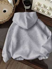 Girls' Hooded Sweatshirt Casual Printed Pattern Loose Sweatshirt Children's Clothing - 淺灰色 - 查看 2