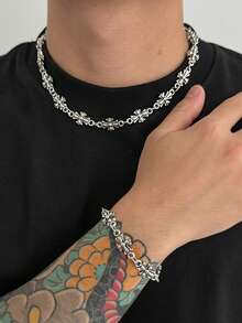 1 Set Luxury High-End Bracelet Fashion Niche Commute Design Jewelry Set, Colorful Crystal Flower Asymmetrical Necklace & Bracelet Exquisite Accessories, Suitable For Holiday Gifts And Attending Important Gatherings - Four-pointed Star - View 16