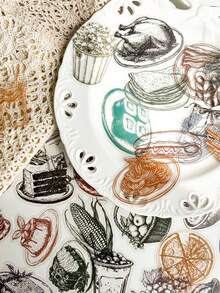 50pcs Food-Themed Line Art Stickers For Notebooks, Diaries And Phone Cases PET Material - Multicolor - View 6