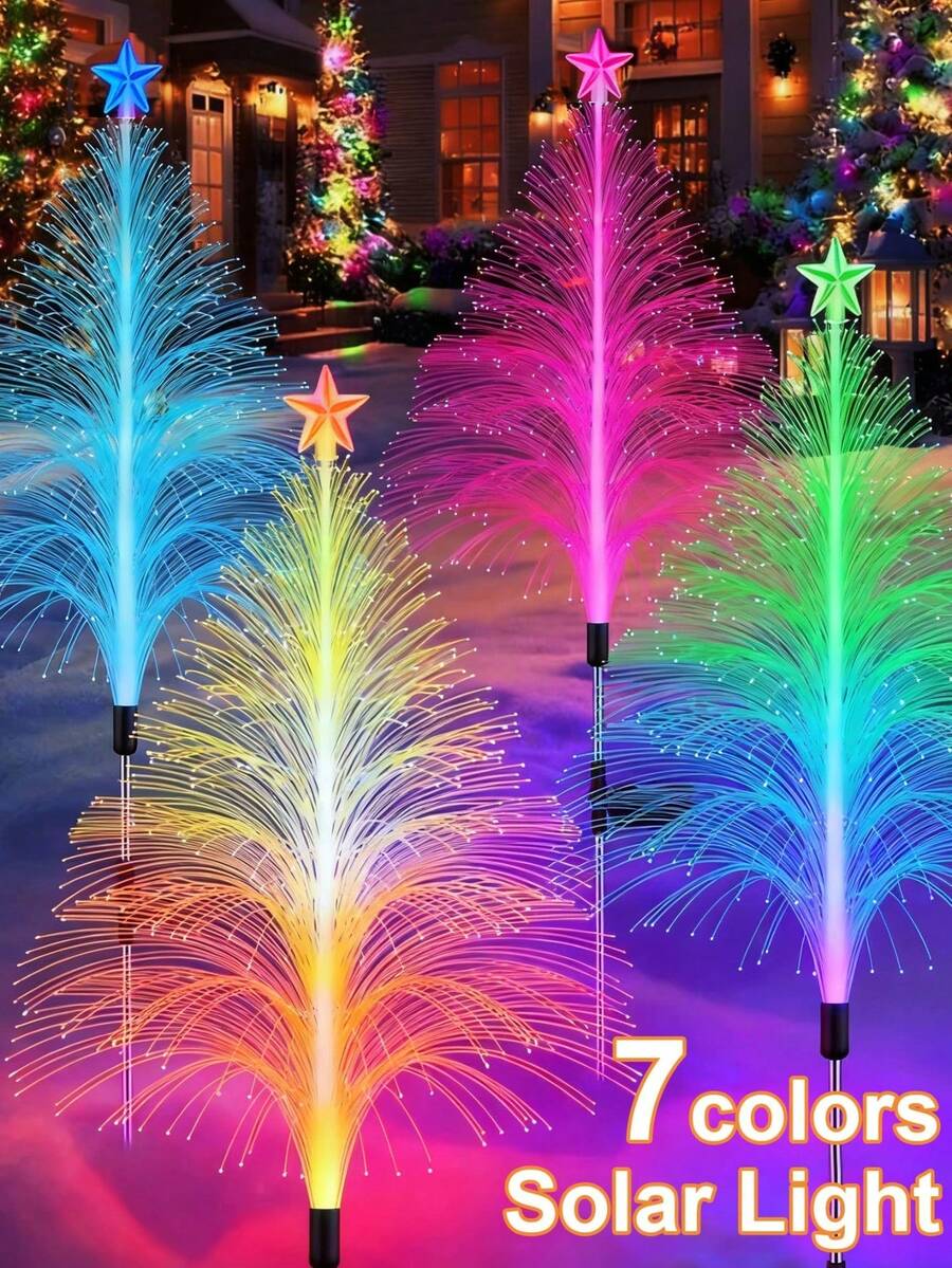 3pcs Christmas Solar Garden Light 1/2 Packs With Multi-Colored Change, Auto ON/Off Garden Solar Light, Solar Light For Garden, Porch, Christmas And Festival Decoration - Multicolor - View 1